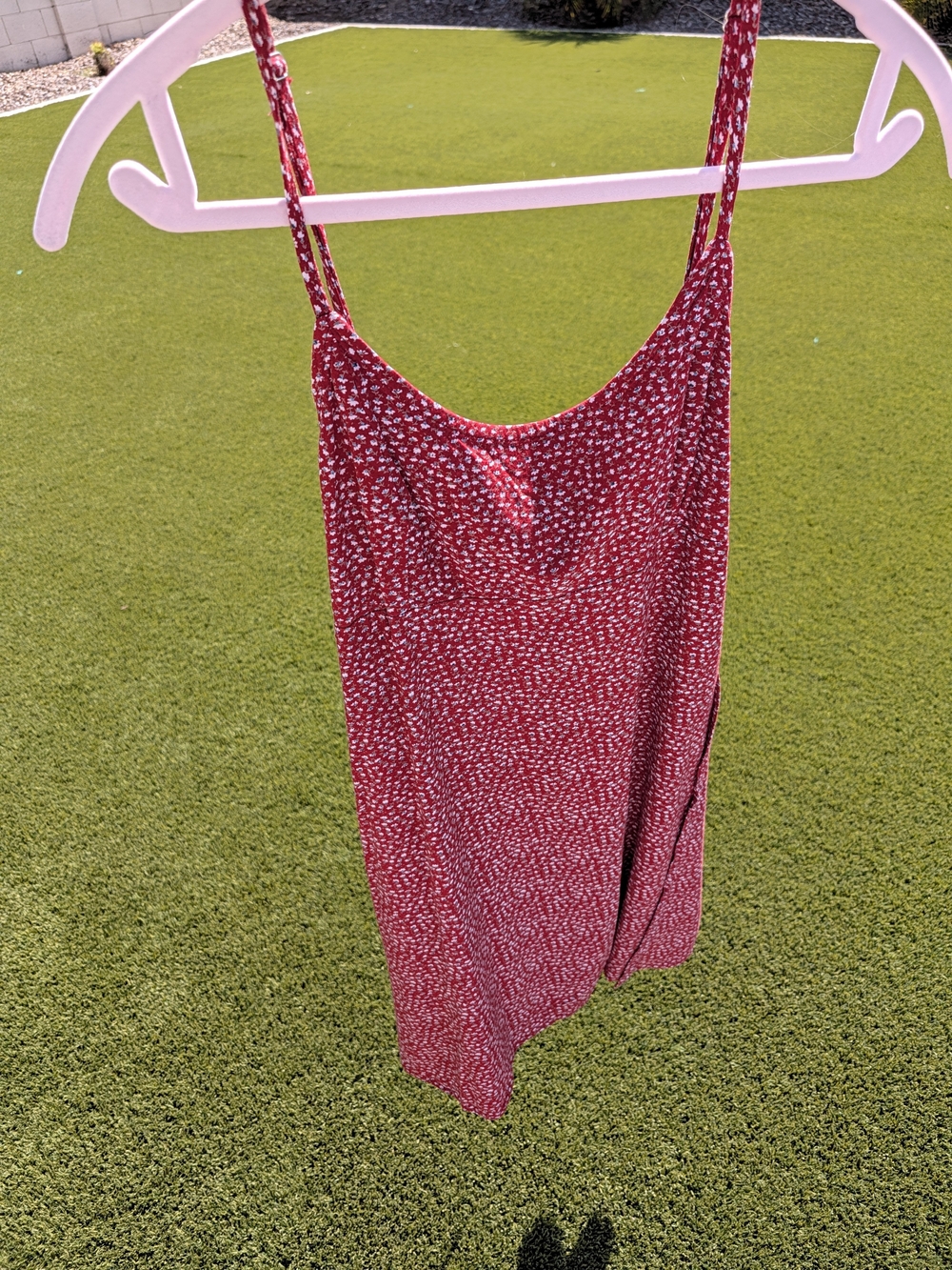 Brandy Melville Red Floral Spaghetti Strap Mini Dress